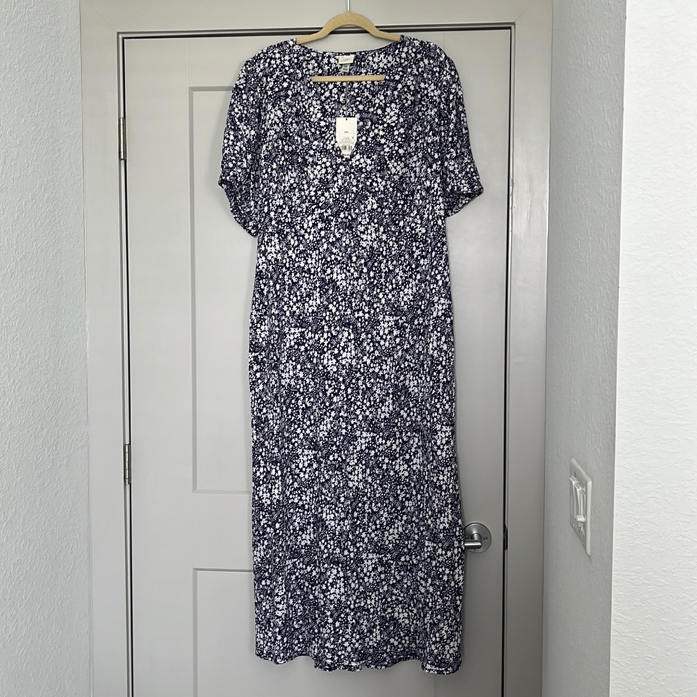 Purple & White Floral Maxi Dress NWT